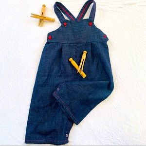 True Vintage Overalls, Red Stitching on Blue Jeans